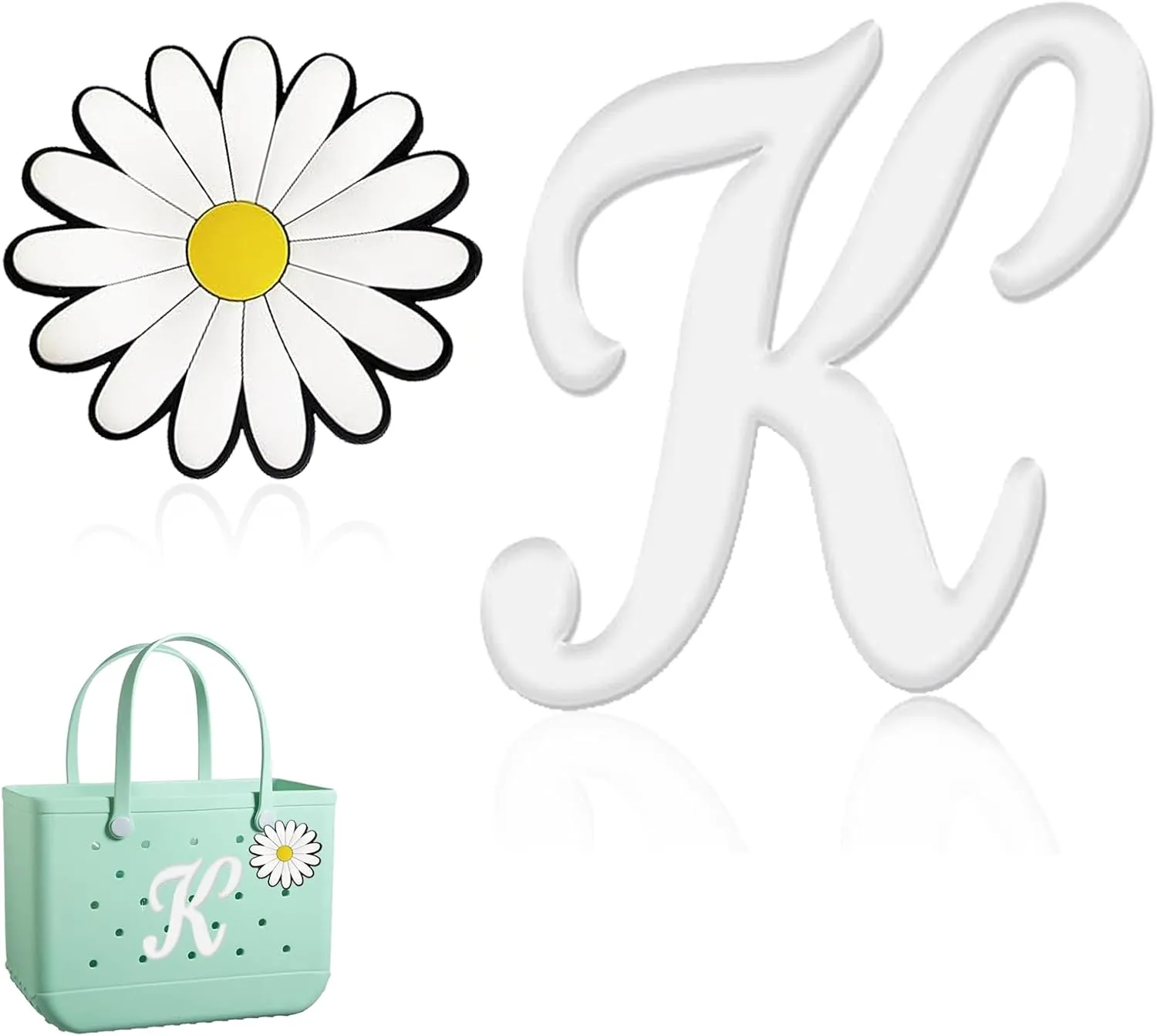 Hroatpk 2pcs Charms for Bogg Bag, Letter Charms Decorative Alphabet Lettering Accessories Insert Compatible With Beach Bag, Rubber Tote