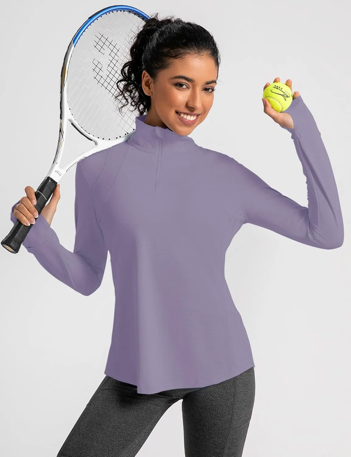 IECCP Womens Long Sleeve Shirts Sun Protection Quarter Zip Pullover Summer Quick Dry Athletic Hiking Running Workout Tops