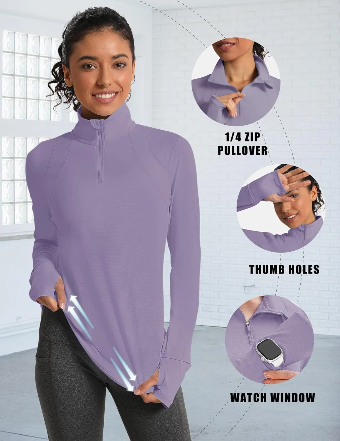 IECCP Womens Long Sleeve Shirts Sun Protection Quarter Zip Pullover Summer Quick Dry Athletic Hiking Running Workout Tops