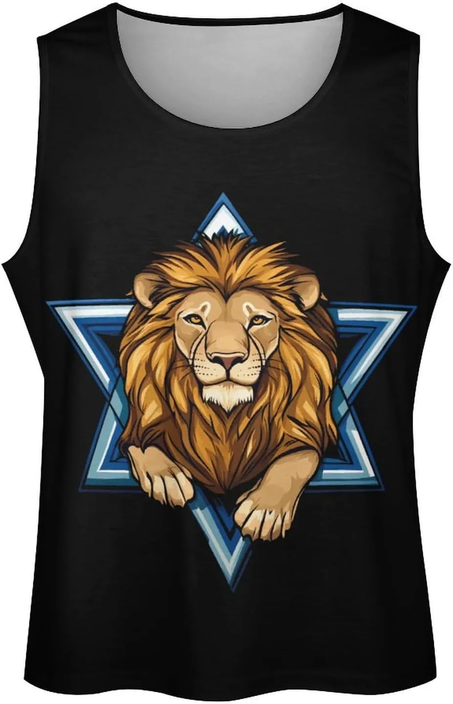 Jewish Israel Lion Men's Tank Top Quick Dry Workout Gym T Shirt Fitness Undershirt Tee Top
