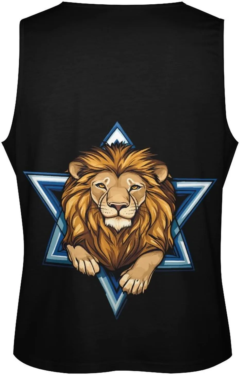 Jewish Israel Lion Men's Tank Top Quick Dry Workout Gym T Shirt Fitness Undershirt Tee Top