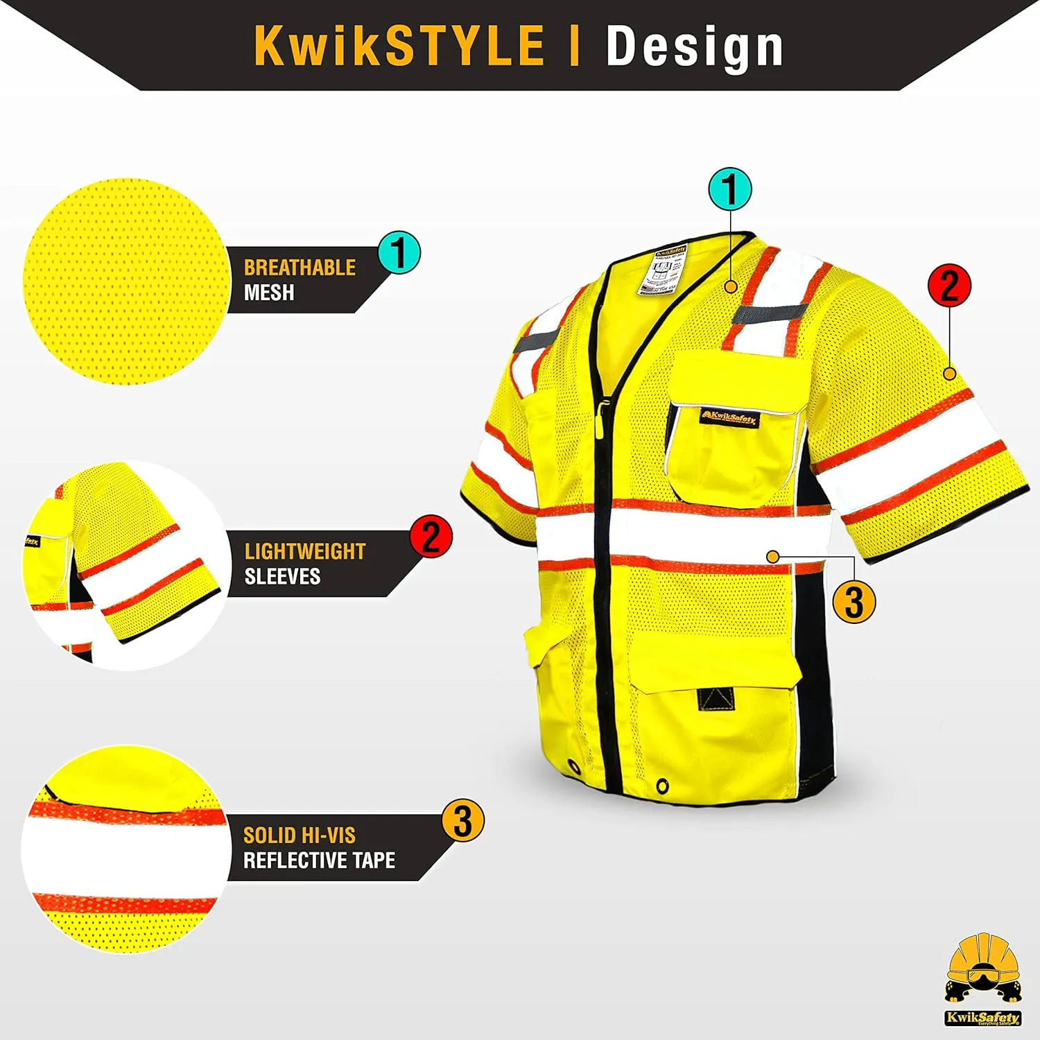 KwikSafety - Charlotte, NC - Men's & Women's Class 3 Safety Vest PPE Hi Vis Reflective ANSI OSHA