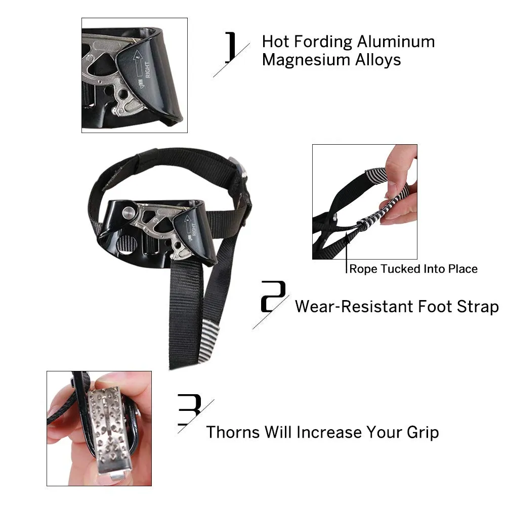 NewDoar Right Foot Ascender Riser Rock Climbing CE Certified(Right Black)