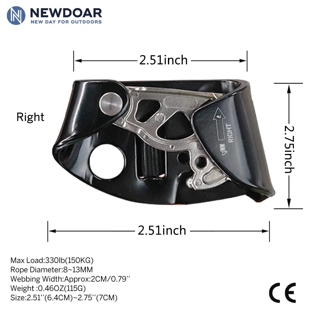 NewDoar Right Foot Ascender Riser Rock Climbing CE Certified(Right Black)