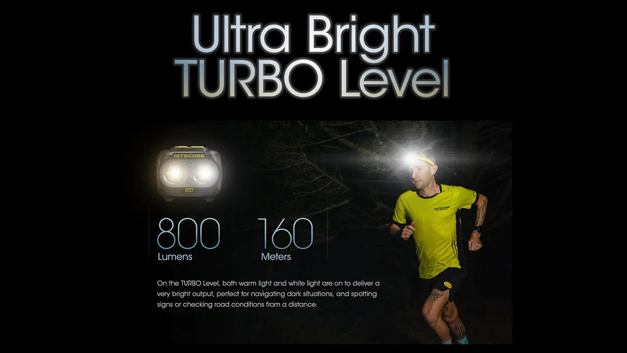 Nitecore UT27 Running Headlamp, Pro Kit w/ 2 Batteries (800 lumens | USB-C Rechargeable or 3xAAA)