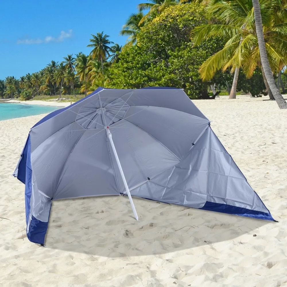 Oasis 2 m Beach Canopy Parasol with Side Panels - Blue