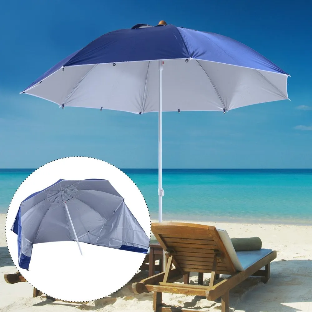 Oasis 2 m Beach Canopy Parasol with Side Panels - Blue