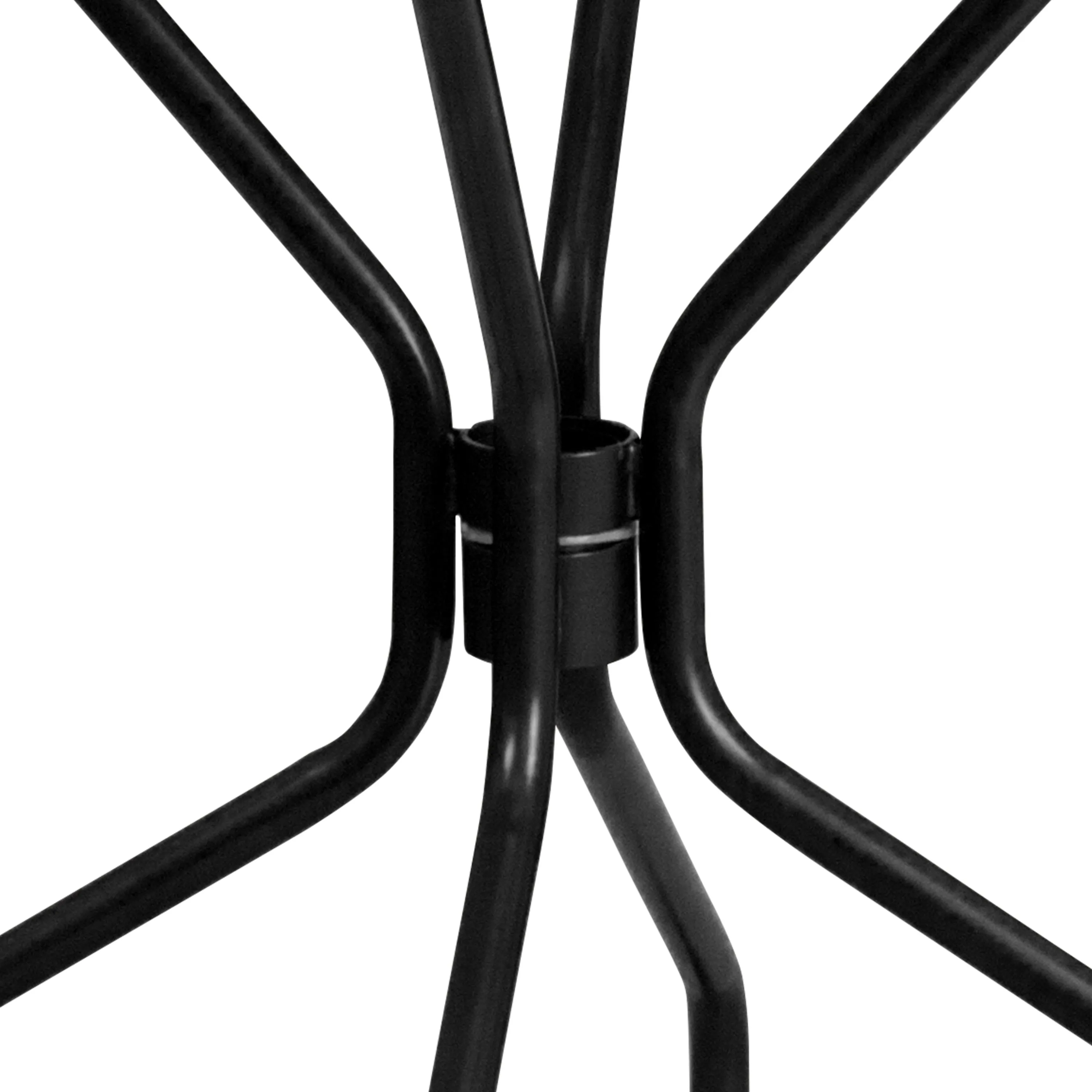 Oia Commercial Grade 35.25" Round Indoor-Outdoor Steel Patio Table with Umbrella Hole