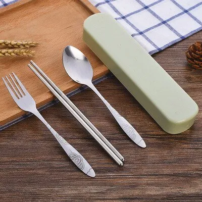 Portable Stainless Steel Dinnerware Set with Box