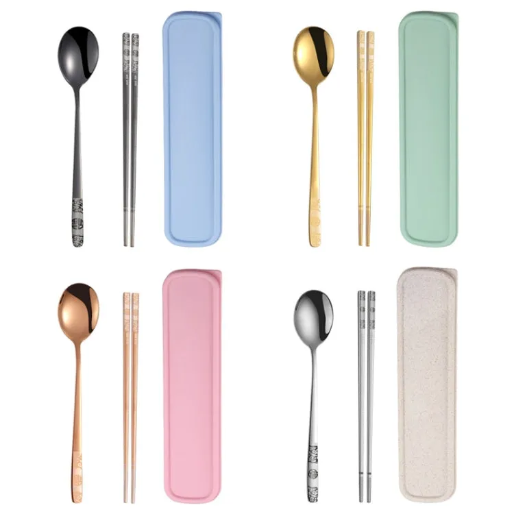 Portable Stainless Steel Tableware Set for Students and Office Workers