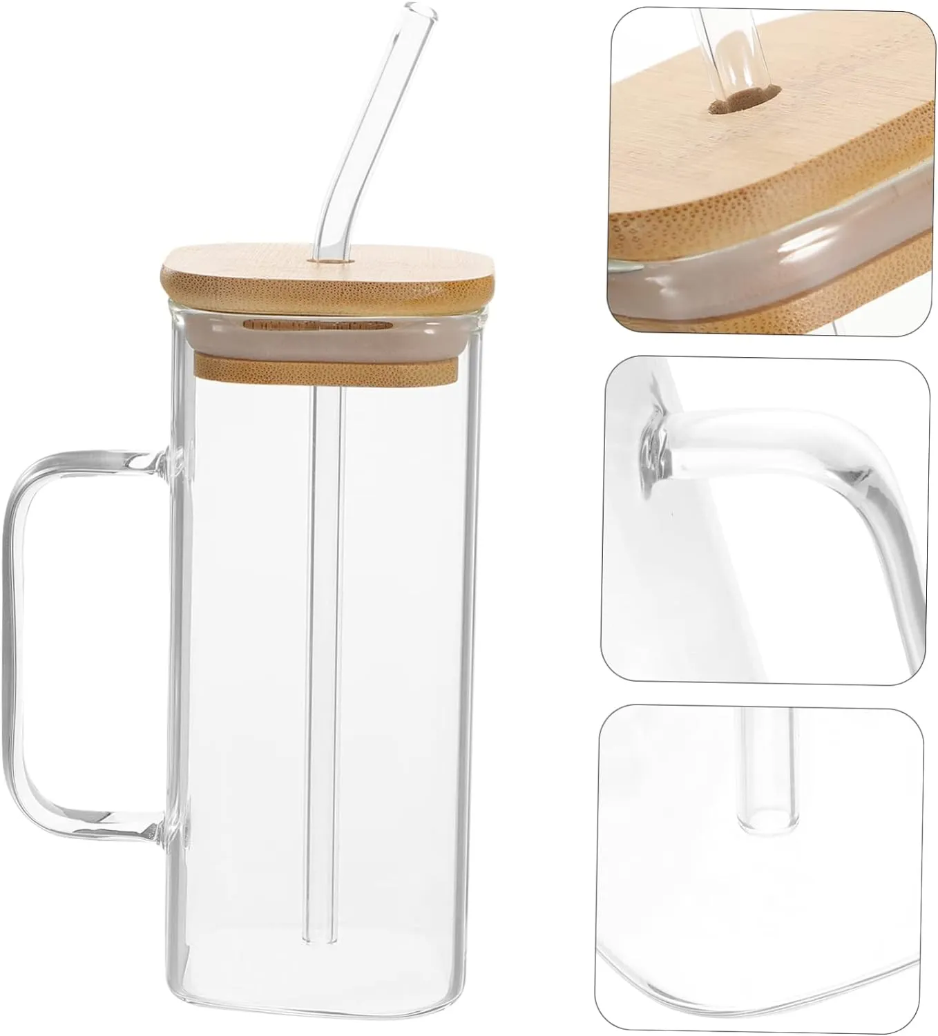 Portable Transparent 450Ml Square Glass Mug- If-94