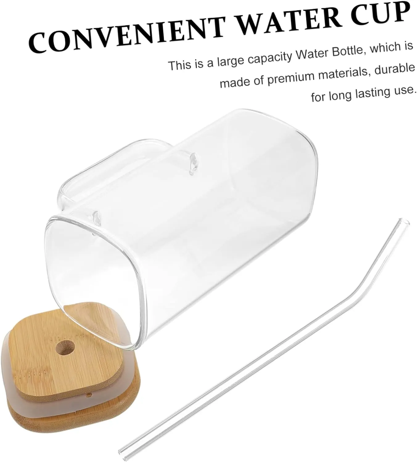 Portable Transparent 450Ml Square Glass Mug- If-94