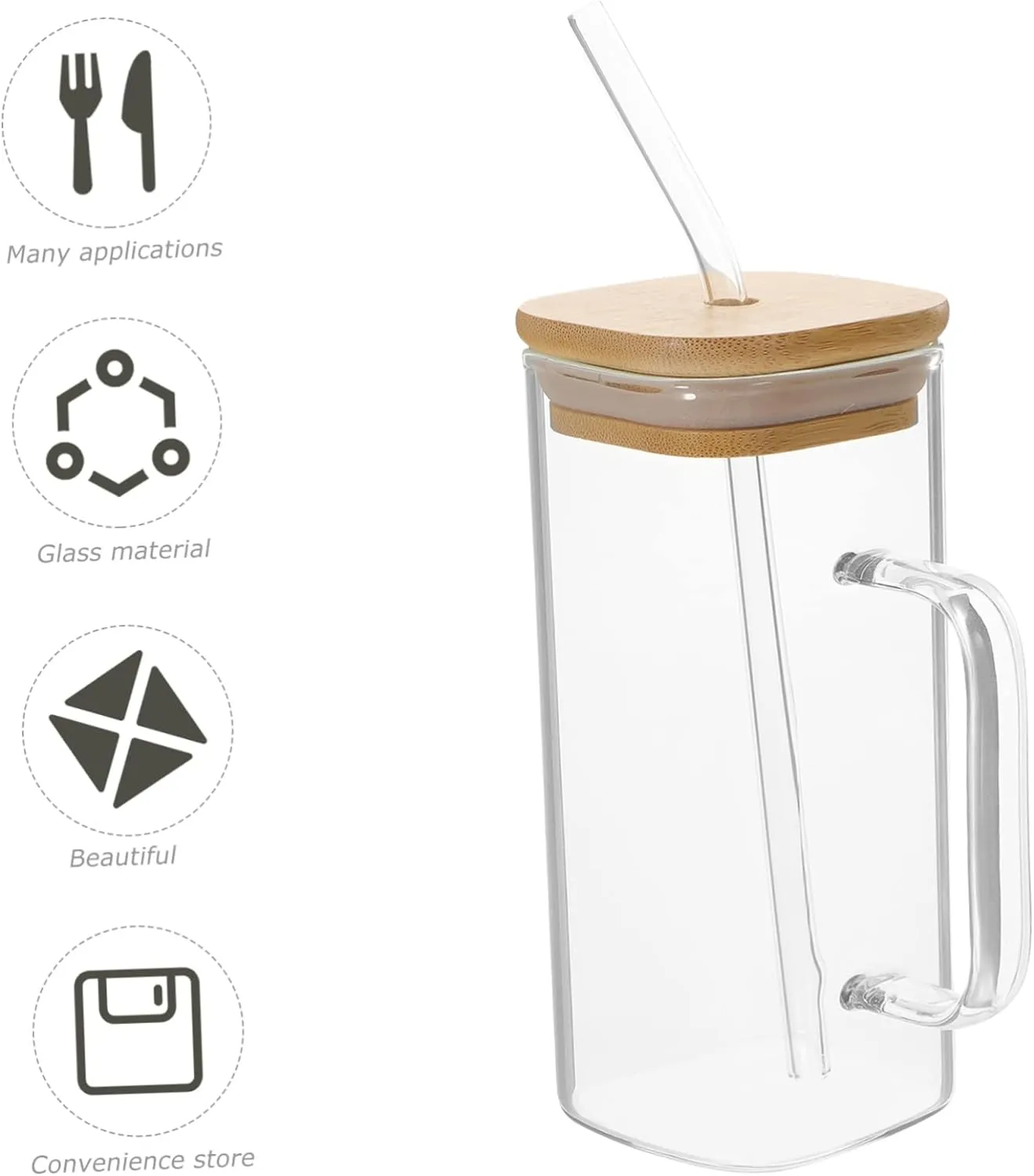 Portable Transparent 450Ml Square Glass Mug- If-94