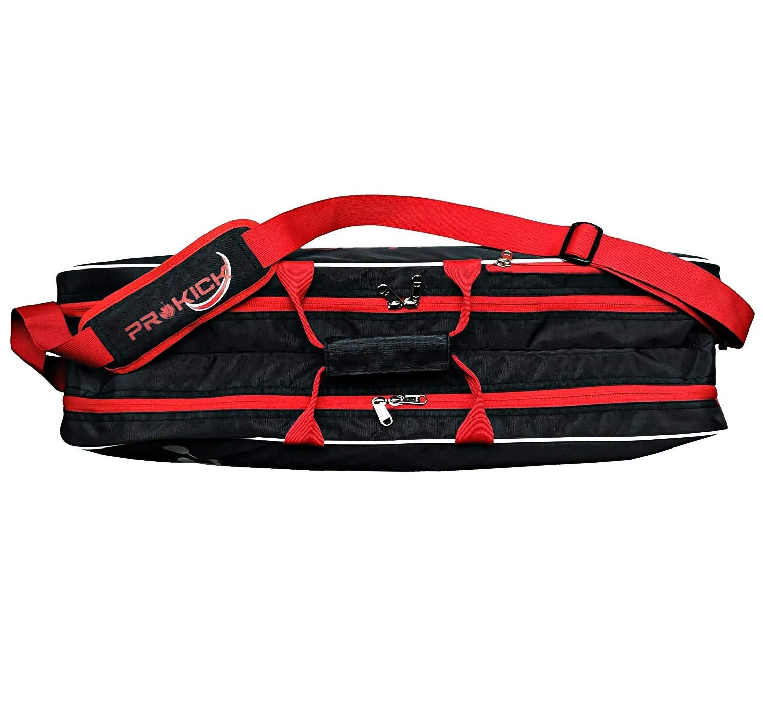 Prokick Badminton Kitbag with Double Zipper Compartments - Black/Red
