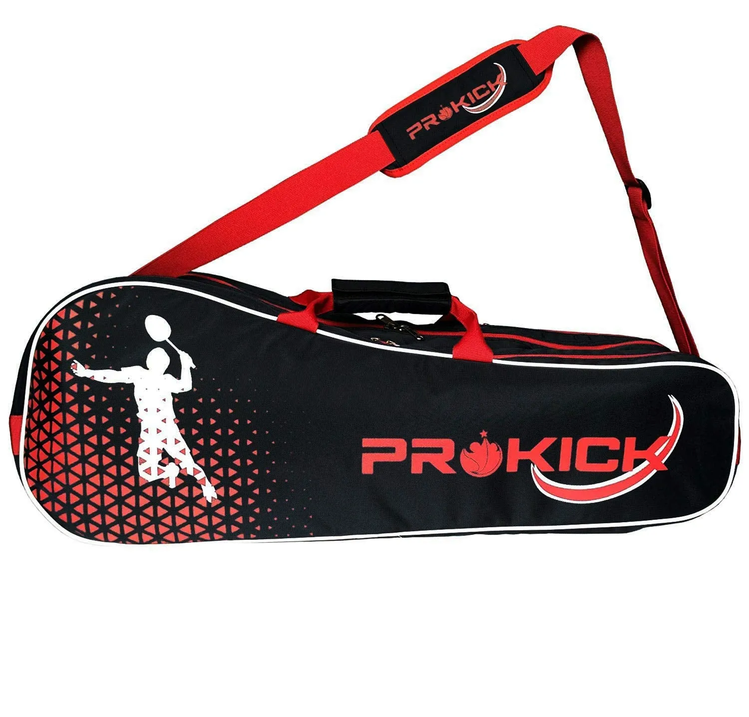 Prokick Badminton Kitbag with Double Zipper Compartments - Black/Red