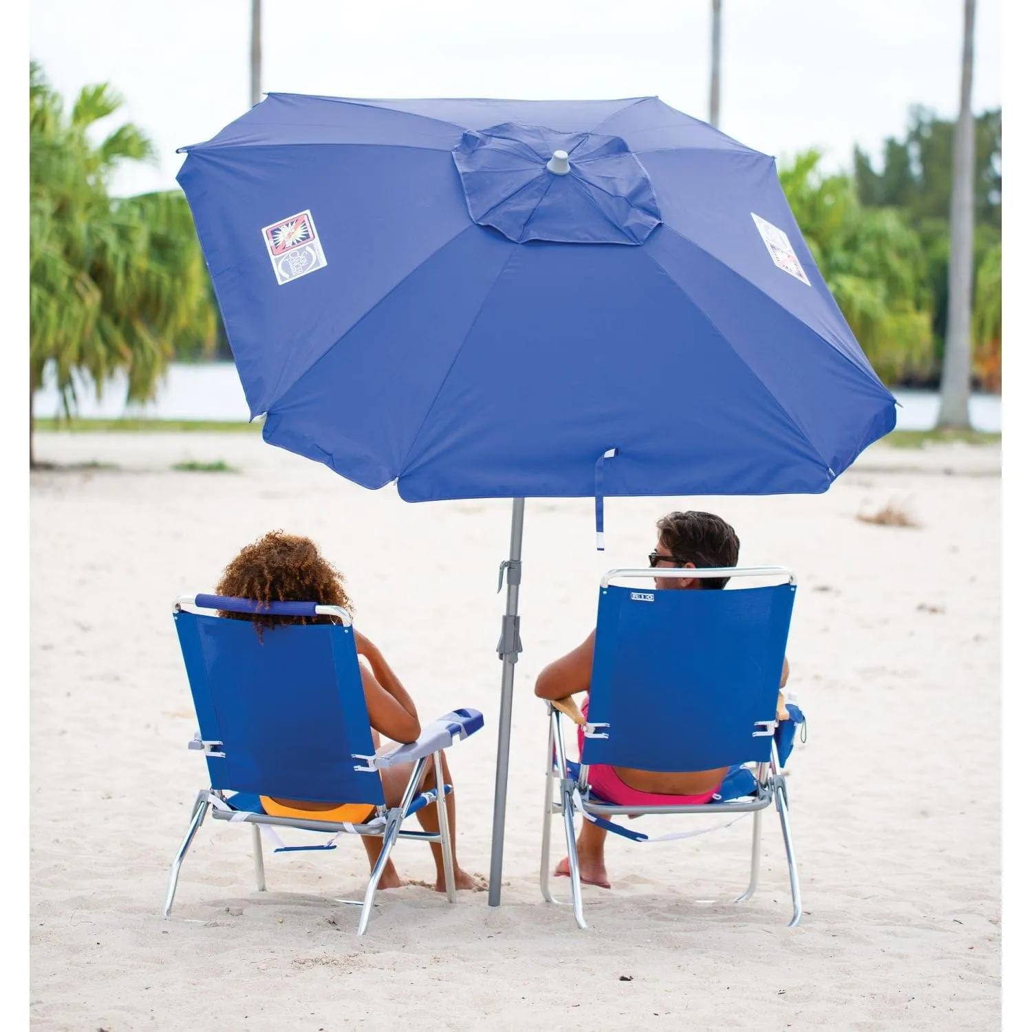 RIO | 7' Total Sun Block Umbrella With Sand Anchor - Blue