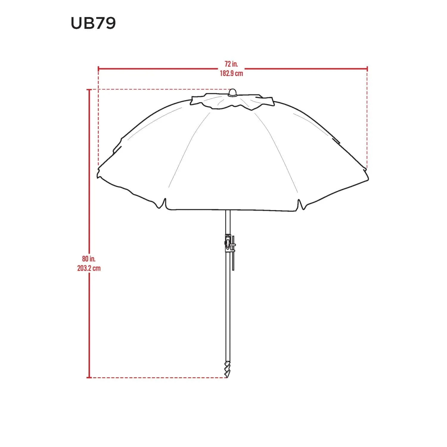 Rio Beach | 6 ft Beach Umbrella With Integrated Sand Anchor - Blue White Stripe