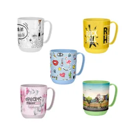 Set Of 4 Portable 400Ml Decorative Coffee Mugs Ap-9089