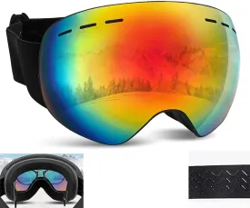 Ski Goggles OTG Over Glasses Snow Sports Goggles Snow Snowboard Goggles Anti Fog UV Protection Anti Bendable Dual-Lenses