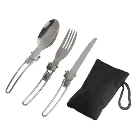 Stainless Steel Portable Folding Spoon Fork Outdoor Camping Picnic Tableware Camping Cooking