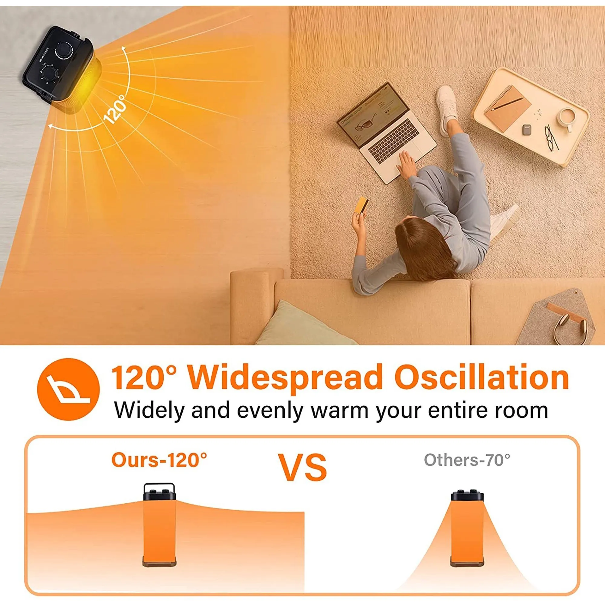 Trustech Ceramic Space Heater with Tip-Over Overheat Protection
