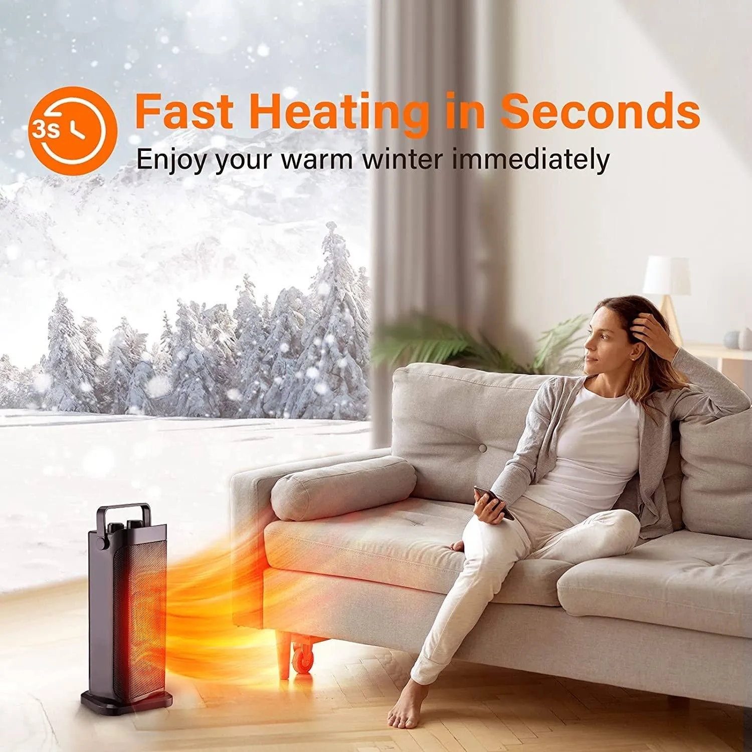 Trustech Ceramic Space Heater with Tip-Over Overheat Protection