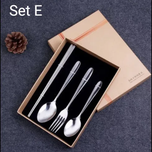 Utensil Gift Set, Portable Traveling, Fork, Spoon, Chopsticks, Reusable Utensils, Cutlery Set, Housewarming Gift, Stainless Steel Tableware