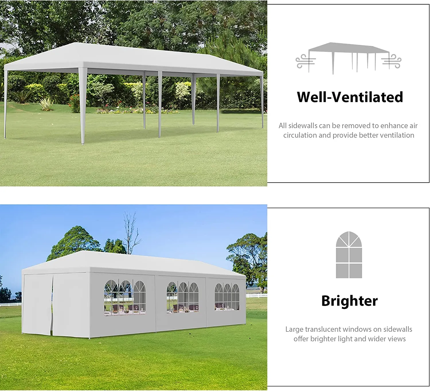 ZENY™10 X 30 Outdoor Wedding Party Tent Camping Shelter Gazebo Canopy with Removable Sidewalls Easy Set Gazebo BBQ Pavilion Canopy